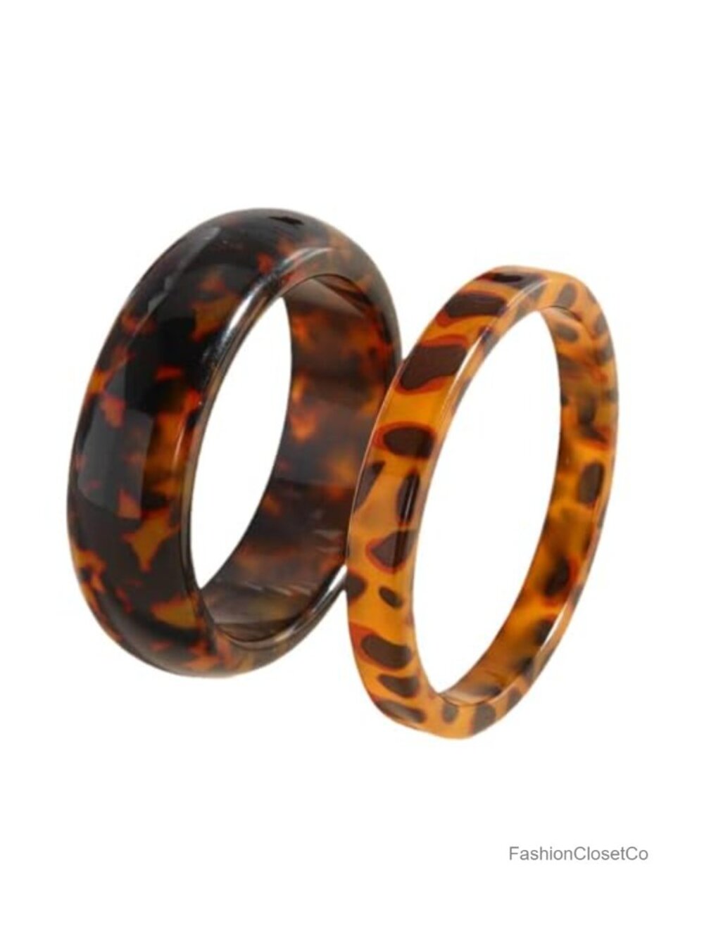 2 Pcs Leopard Print Acrylic Cuff Bangle Set - Chunky Statement Bracelets for
